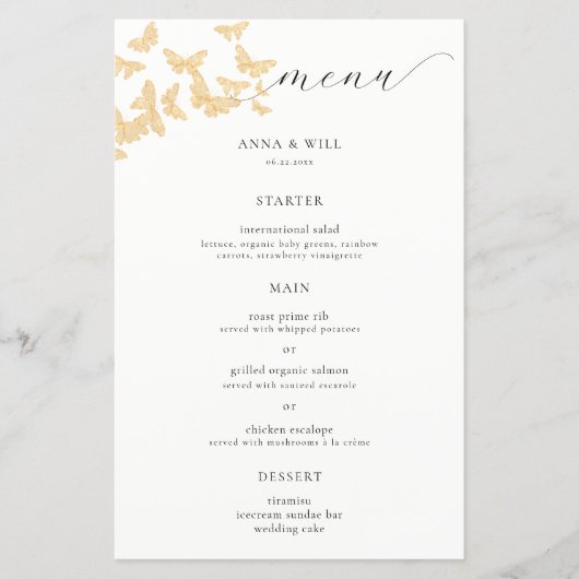 Boho gouden vlinders elegante romantische bruiloft (Voorkant)