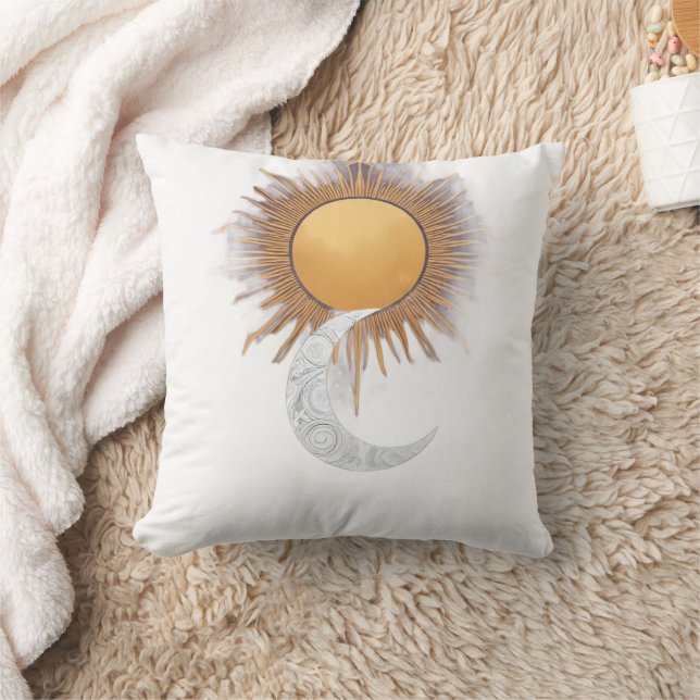 Boho Gouden Zon Maan Hemels Worp Kussen (Deken)