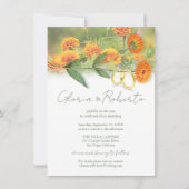 Boho goudsbloem bloemen en trouwringen kunst kaart (Voorkant)