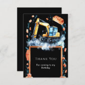 Boho Graafmachine Bouw Verjaardag Bedankkaart (Voorkant / Achterkant)
