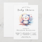 Boho Graceful Owl Baby shower Kaart (Voorkant / Achterkant)