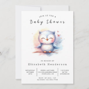 Boho Graceful Owl Baby shower Kaart