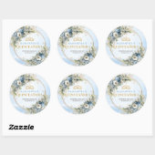 Boho Graceful Pale Blue Gold Greenery Quinceañera Ronde Sticker (Vel)