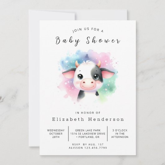 Boho gracieuze Koe Baby shower Kaart (Voorkant)