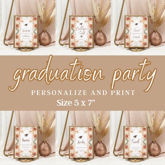 Boho Graduation Party Gastenboek Kaart