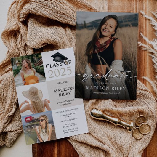 Boho Graduation Party Uitnodiging met foto's