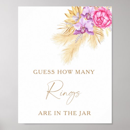 Boho gras - Hoeveel ringen bruidsfeest spel Poster (Voorkant)