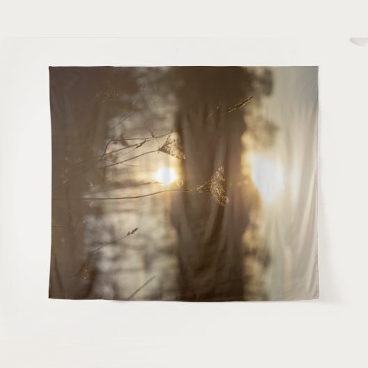 Boho Gras Natuurlijk Water Landschap Wandkleed (Voorkant (horizontaal))