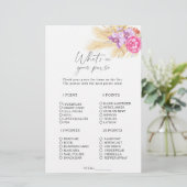 Boho gras - Wat zit er in je tas spel (Staand voorkant)