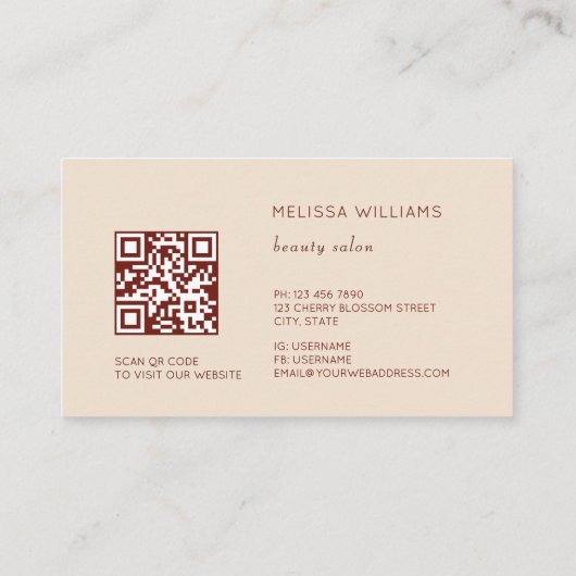 Boho Grass 3D Earthy Tones Floral Visitekaartje (Achterkant)