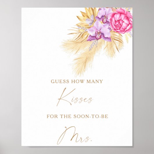 Boho grass - Hoeveel kussen vrijgezellenfeest spel Poster (Voorkant)