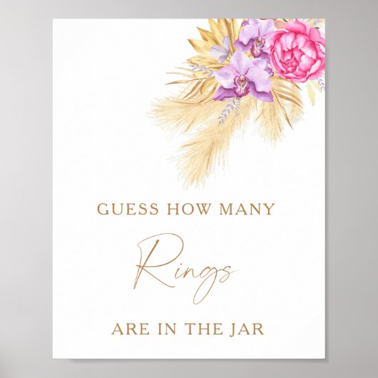 Boho grass - Hoeveel ringen vrijgezellenfeest spel Poster (Voorkant)