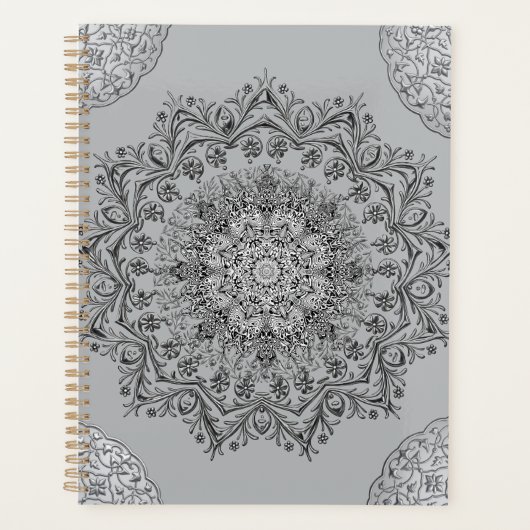 Boho Gray Mandala Esthetische Dagelijkse Planner (Voorkant)