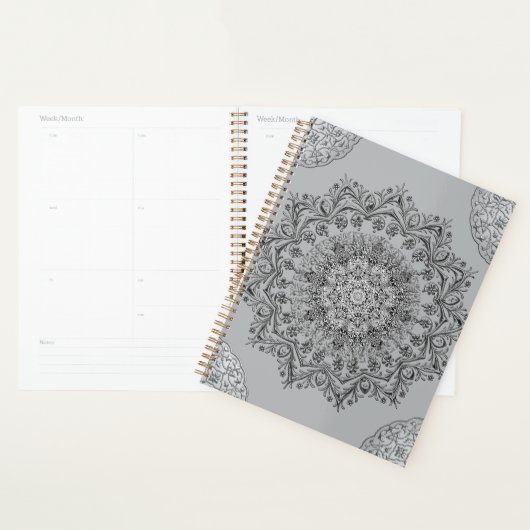 Boho Gray Mandala Esthetische Dagelijkse Planner (Display)