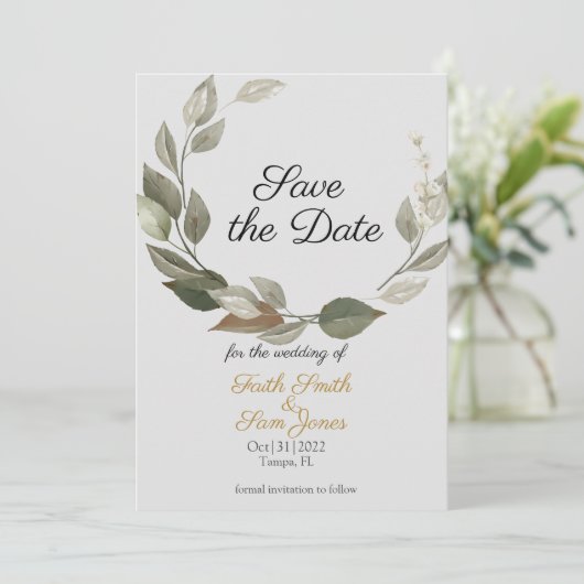 Boho Gray Pampas Grass sparen de Uitnodiging van d (Staand voorkant)