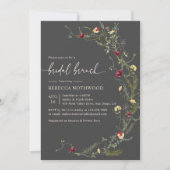 Boho Gray Waterverf Wildbloemen Bridal Brunch Kaart (Voorkant)