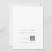 Boho Gray Wildflower QR Code Spanish Wedding Kaart (Achterkant)