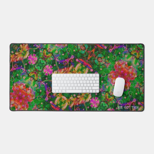 Boho Green Abstract Boho Custom Inspirerend Quote Bureaumat (Keyboard & Muis)