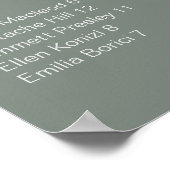 Boho Green Alfabetical Wedding Seding Chart Poster (Hoek)