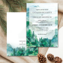 Boho Green and Blue Watercolor Forest Wedding