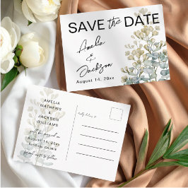Boho Green & beige Botanical Save the Date Aankondigingskaart