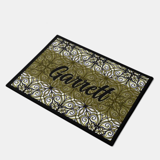 Boho Green & Black Deurmat (Schuin)