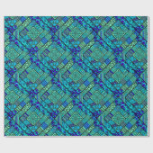 Boho Green Blue abstract tribaal patroon Cadeaupapier (Vlak)
