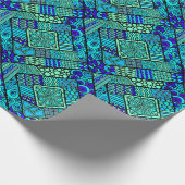 Boho Green Blue abstract tribaal patroon Cadeaupapier (Hoek)