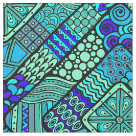 Boho Green Blue abstract tribaal patroon Stof