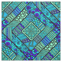 Boho Green Blue abstract tribaal patroon Stof