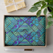 Boho Green Blue abstract tribaal patroon Tissuepapier (Geschenk)