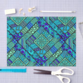 Boho Green Blue abstract tribaal patroon Tissuepapier (Craft)