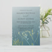 Boho Green Blue en Yellow Ppress Foliage Wedding Kaart (Staand voorkant)