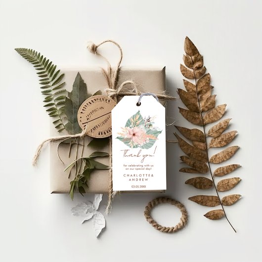 Boho Green Blush Wedding Cadeaulabel