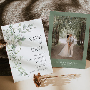 Boho Green Botanical Save The Date Uitnodiging