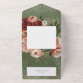 Boho Green Burgundy Herfst Floral No Dinner All In One Uitnodiging (Buitenkant)