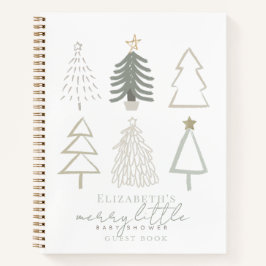 Boho Green Christmas Trees Baby shower Notitieboek