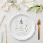 Boho Green Christmas Trees Baby shower Papieren Bordje<br><div class="desc">Dit leuke boho "vrolijk klein" kerstvakantie jongen baby shower papier bord is voorzien van kerstbomen in de schaduw van groen. Personaliseer het voor uw behoeften. U kunt bijpassende producten vinden in mijn winkel.</div>