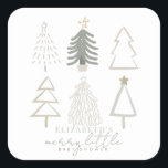 Boho Green Christmas Trees Baby shower Vierkante Sticker<br><div class="desc">Deze boho "vrolijk klein baby shower" vakantie jongen baby shower sticker beschikt over kerstbomen in groene tinten. Personaliseer het voor uw behoeften. U kunt bijpassende producten vinden in mijn winkel.</div>