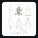 Boho Green Christmas Trees Baby shower Vierkante Sticker<br><div class="desc">Deze boho "vrolijk klein baby shower" vakantie jongen baby shower sticker beschikt over kerstbomen in groene tinten. Personaliseer het voor uw behoeften. U kunt bijpassende producten vinden in mijn winkel.</div>
