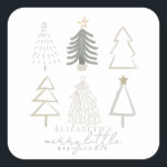Boho Green Christmas Trees Baby shower Vierkante Sticker<br><div class="desc">Deze boho "vrolijk klein baby shower" vakantie jongen baby shower sticker beschikt over kerstbomen in groene tinten. Personaliseer het voor uw behoeften. U kunt bijpassende producten vinden in mijn winkel.</div>