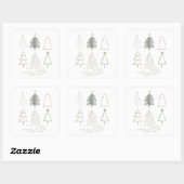 Boho Green Christmas Trees Baby shower Vierkante Sticker (Vel)