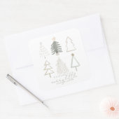 Boho Green Christmas Trees Baby shower Vierkante Sticker (Envelop)