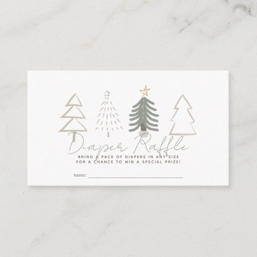 Boho Green Christmas Trees Luier Raffle Ticket Informatiekaartje (Voorkant)