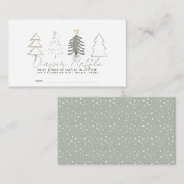 Boho Green Christmas Trees Luier Raffle Ticket Informatiekaartje