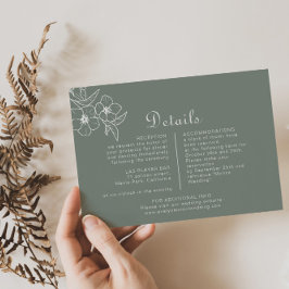 Boho Green Destination Floral Wedding Details Informatiekaartje