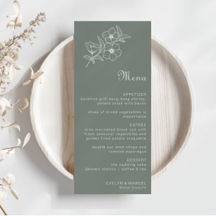 Boho Green Destination Floral Wedding Menu