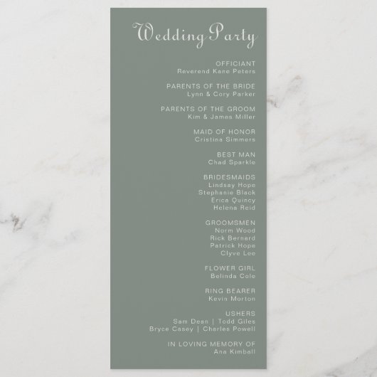 Boho Green Destination Floral Wedding Programmakaart (Achterkant)