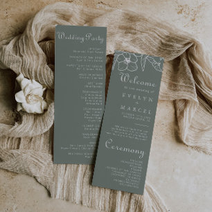 Boho Green Destination Floral Wedding Programmakaart