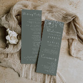 Boho Green Destination Floral Wedding Programmakaart